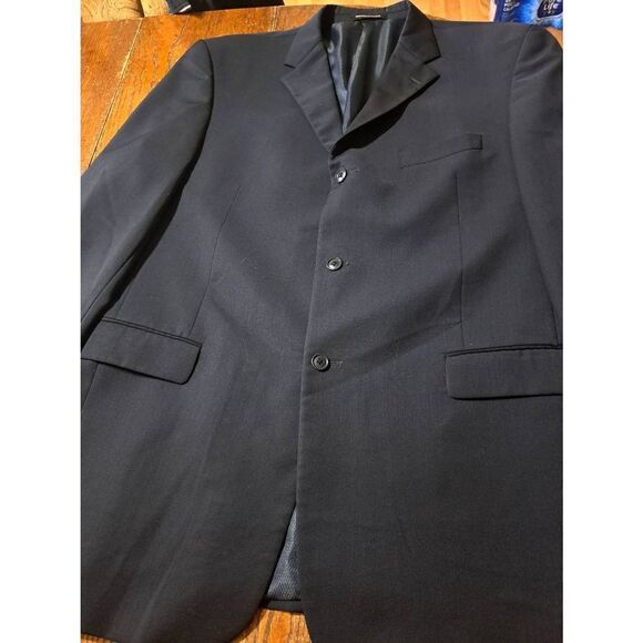 46L Giorgio Cosani Navy Blue Tuxedo Suit Sports Coat Jacket Blazer Wool - Picture 3 of 6